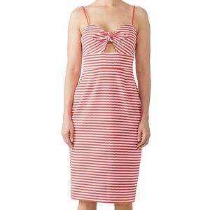 Anthropologie Hutch Margot Red and White Striped Cutout Textured Sheath Dress L